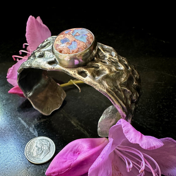 Mexican Cantera Opal Ripple Cuff Silver