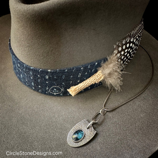 Moss Kyanite Shield Amulet Silver