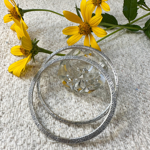 Thick Hammered Silver Bangle