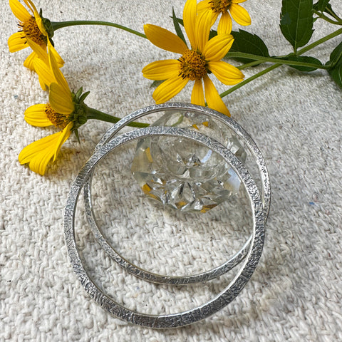 Thick Hammered Silver Bangle