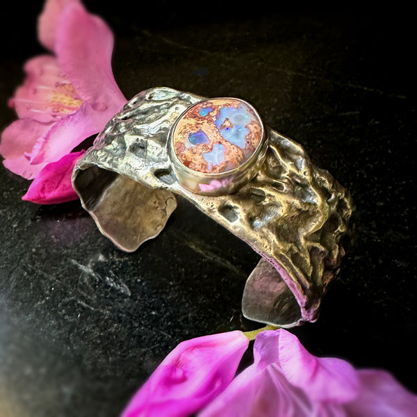Mexican Cantera Opal Ripple Cuff Silver