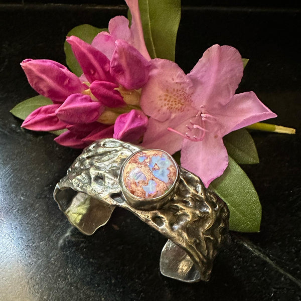 Mexican Cantera Opal Ripple Cuff Silver