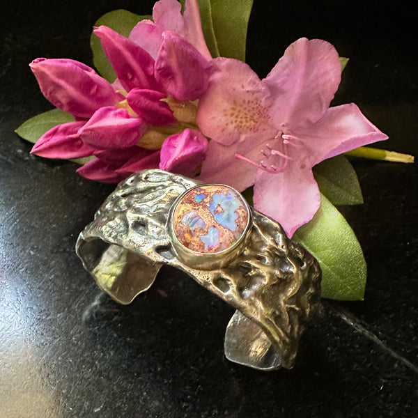 Mexican Cantera Opal Ripple Cuff Silver