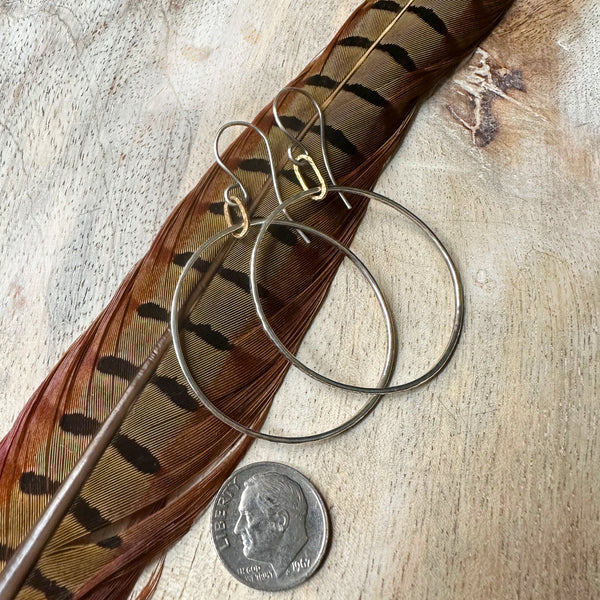 Paperclip-Simple Ring Earrings Silver & 18k Gold Large