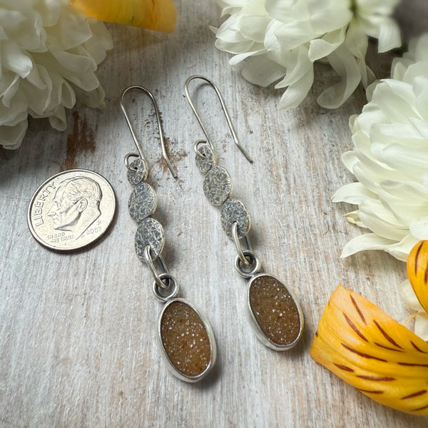 Peach Brazilian Druzy Rondel Earrings