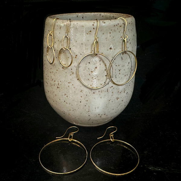 Paperclip-Simple Ring Earrings 18k Gold