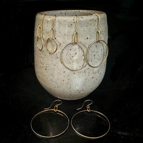 Paperclip-Simple Ring Earrings 18k Gold