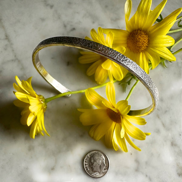 Women’s Simple Silver Hammered Thin Cuff