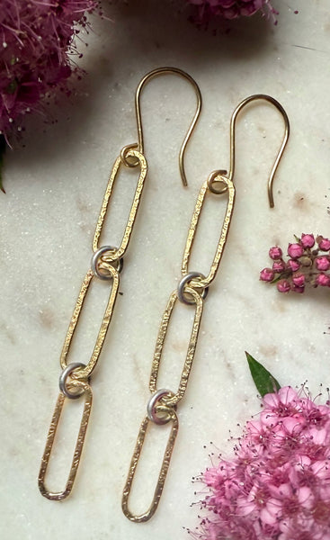 18k Gold Paperclip Chain Earrings 3.0