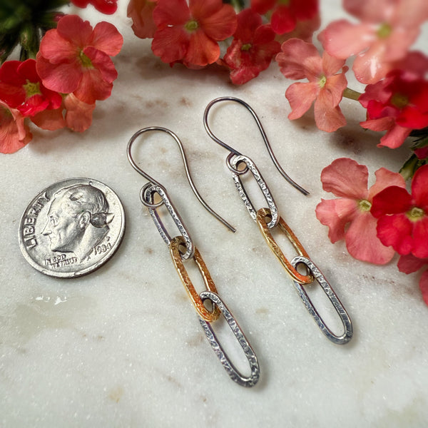 Silver and Gold paperclip earring 3.0