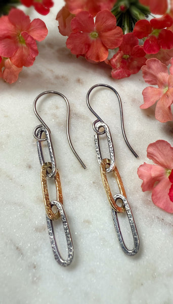 Silver and Gold paperclip earring 3.0
