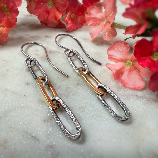 Silver and Gold paperclip earring 3.0