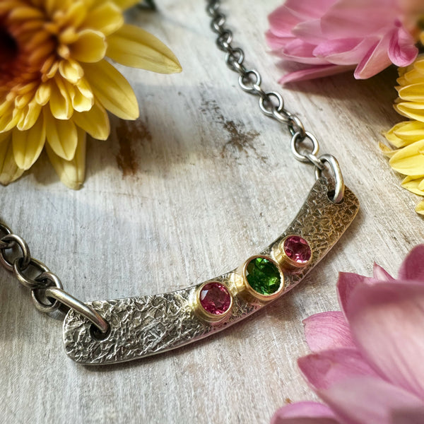 Arc 2.0 Wide W/Tourmaline Stones set in 18k Gold