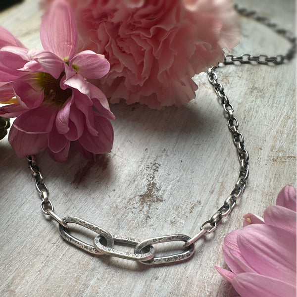 Thick Paperclip Necklace Silver