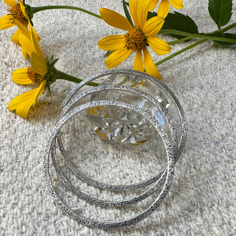 Thin Hammered Silver Bangle