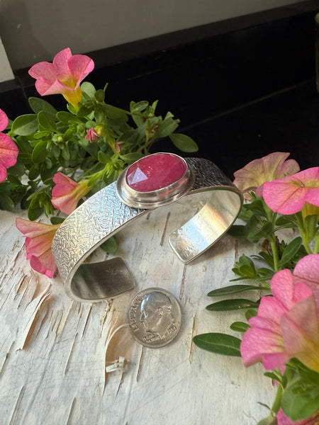 Rose Cut Pink Tourmaline Wide Flat cuff