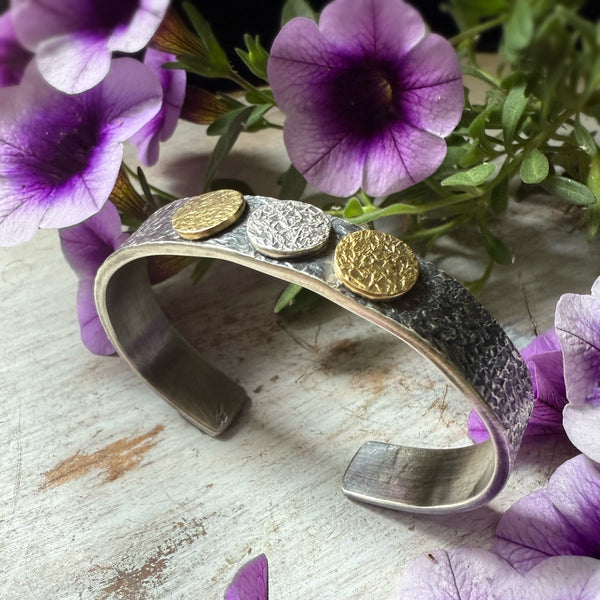 Rondel Flat Cuff 18k Gold & Silver