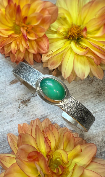 High Dome Chrysoprase Gemstone Flat Cuff