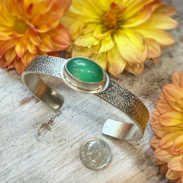 High Dome Chrysoprase Gemstone Flat Cuff