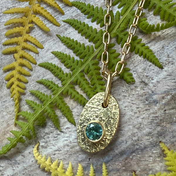 Maine Dunton Mine  Tourmaline 18k Gold Oval Medallion