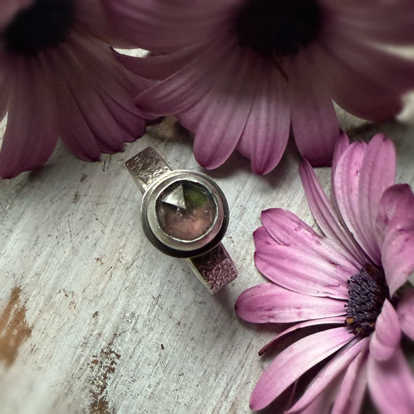 Soft Pink/Green Watermelon Tourmaline Ring