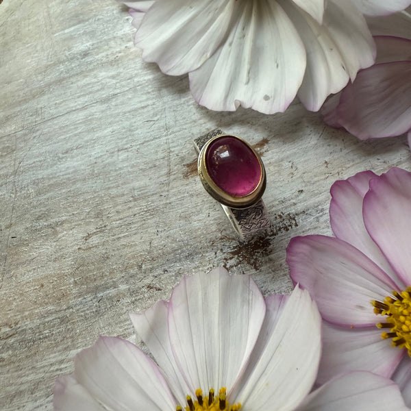 High Dome Deep Pink Tourmaline Ring