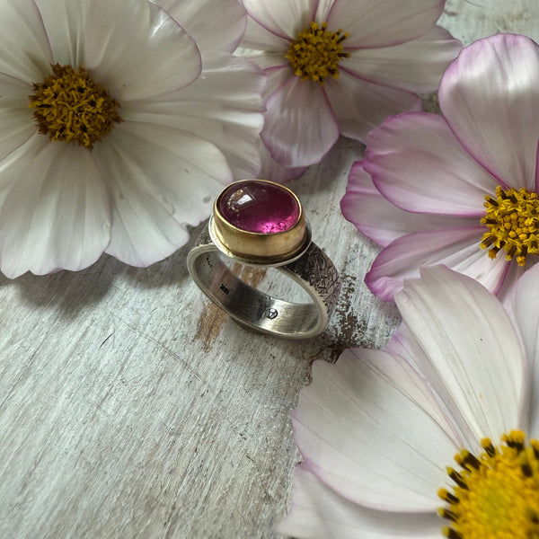 High Dome Deep Pink Tourmaline Ring