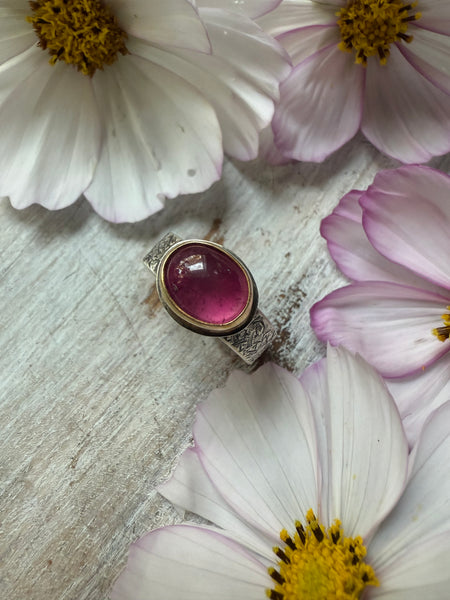 High Dome Deep Pink Tourmaline Ring