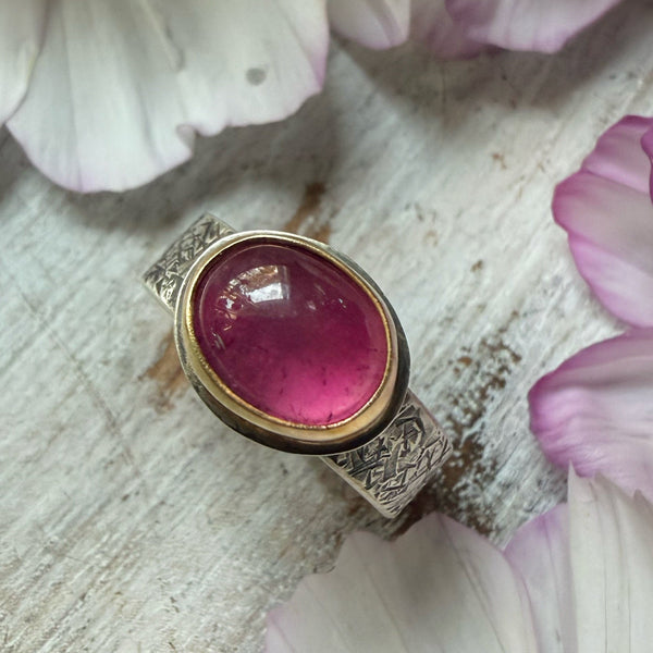 High Dome Deep Pink Tourmaline Ring
