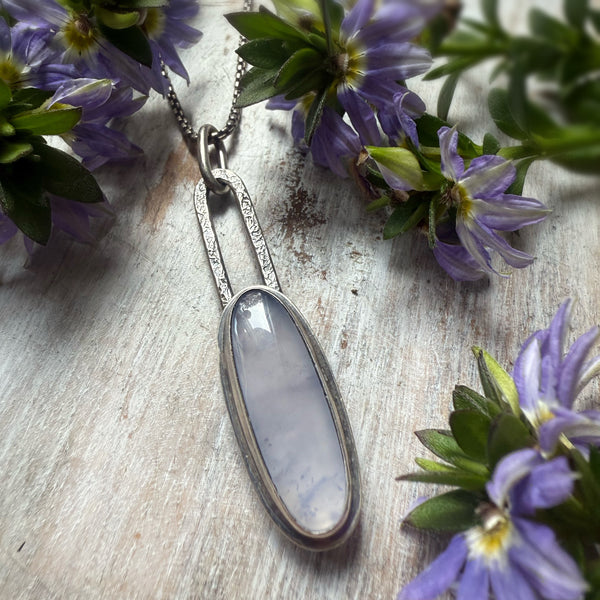 Elemental Chalcedony Paperclip Drop Long Oval Necklace #2