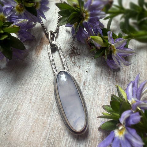 Elemental Chalcedony Paperclip Drop Long Oval Necklace #2