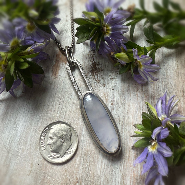 Elemental Chalcedony Paperclip Drop Long Oval Necklace #2