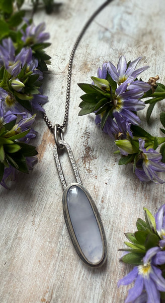 Elemental Chalcedony Paperclip Drop Long Oval Necklace #2