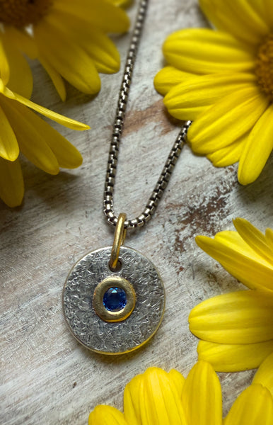 Mini  Medallion Silver & 18k Gold Setting  Australian Sapphire