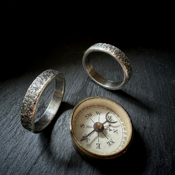 Hammered Silver Rectangle Ring