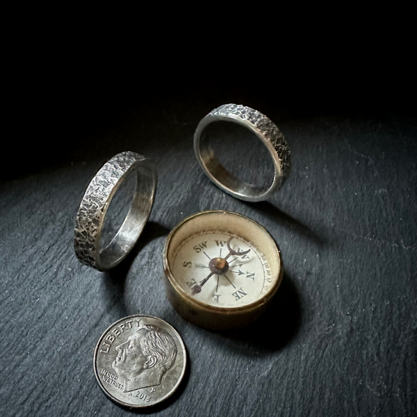 Hammered Silver Rectangle Ring