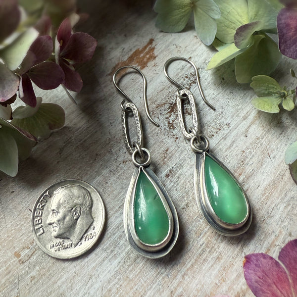 Chrysoprase Paperclip Earrings