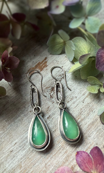 Chrysoprase Paperclip Earrings