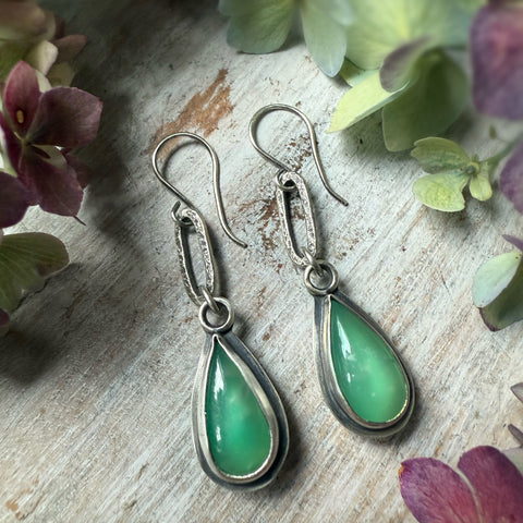 Chrysoprase Paperclip Earrings