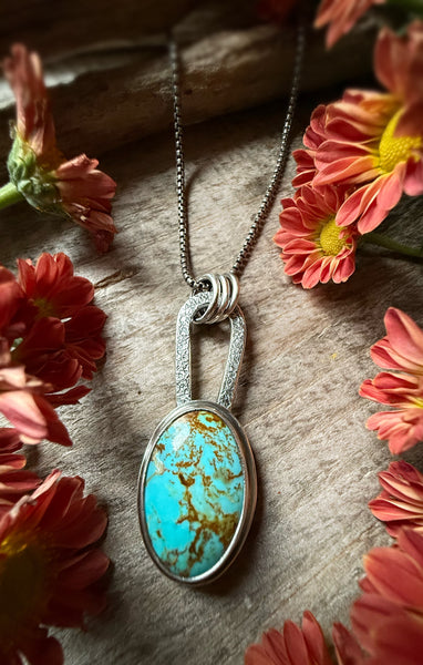 Elemental Oval Turquoise Necklace Long Bail