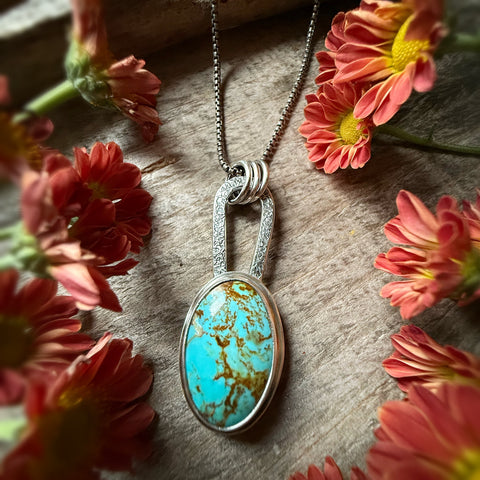 Elemental Oval Turquoise Necklace Long Bail