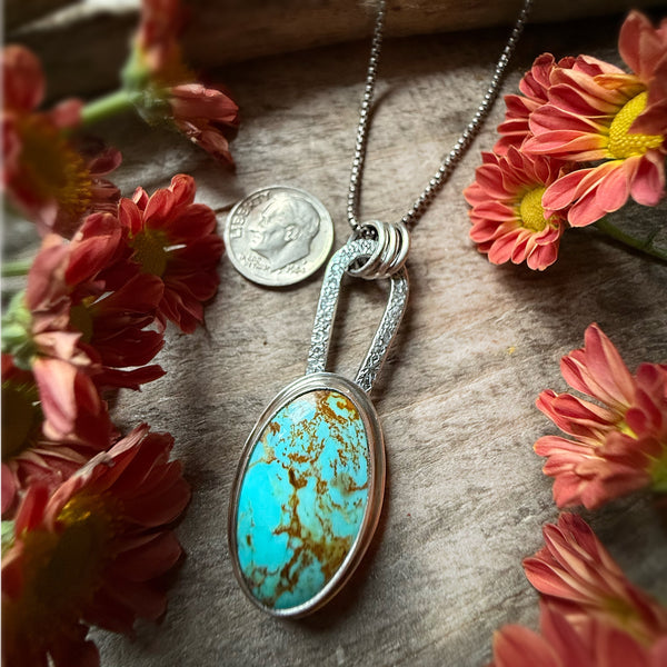 Elemental Oval Turquoise Necklace Long Bail