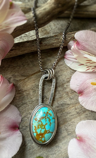 Elemental Oval Turquoise Necklace Long Bail #2