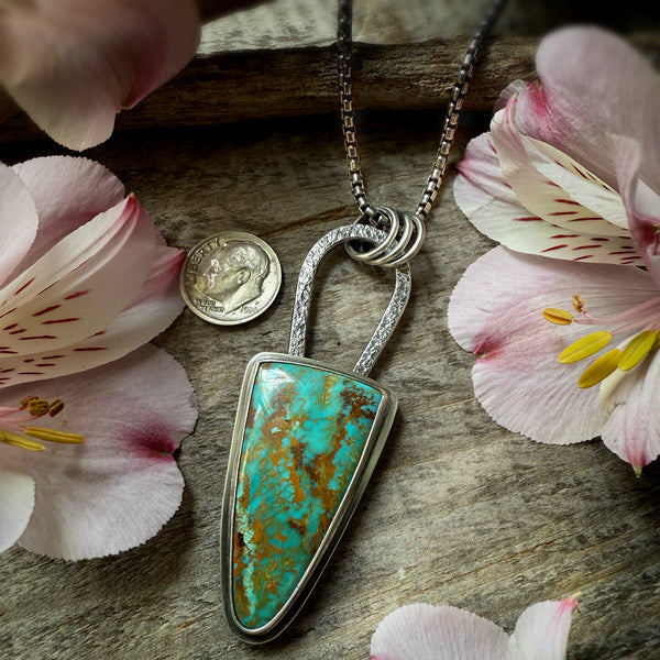 Elemental Large Shield Turquoise Necklace