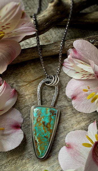 Elemental Large Shield Turquoise Necklace