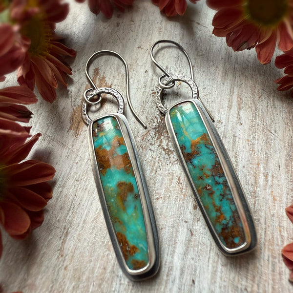 Turquoise Earrings Long Rectangle