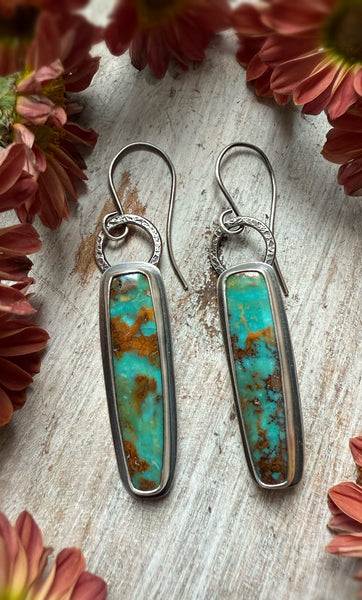 Turquoise Earrings Long Rectangle