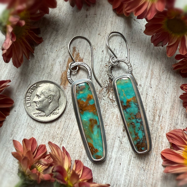 Turquoise Earrings Long Rectangle