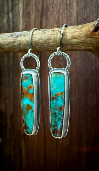 Turquoise Earrings Long Rectangle