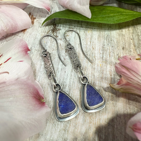 Natural Surface Lapis Dangle Earrings